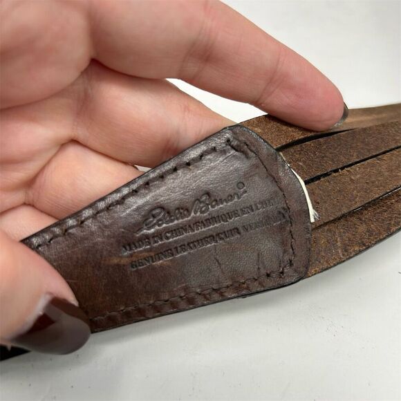 Eddie Bauer Brown Layered Leather Boho Waist Belt Brass D-Ring Adjustable Size M - Picture 6 of 7